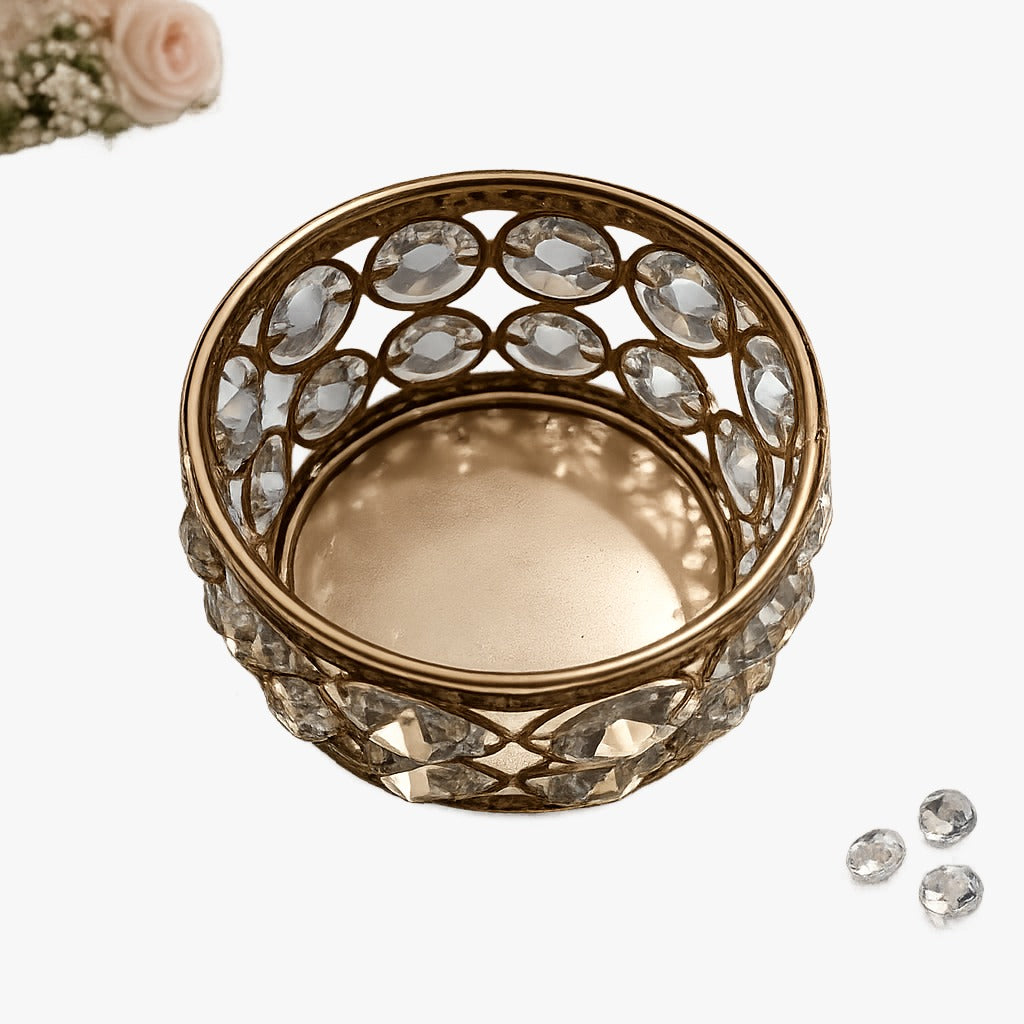 Royal Crystal Votive & Globe Tealight Set – Gold Plated Luxury Decor