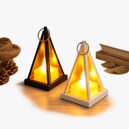 Vantage Geometric Pyramid LED Lantern & Royal Crystal Votive Set