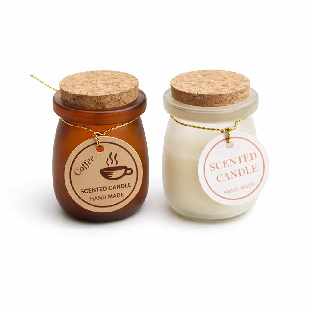 Hand-Poured Scented Soy Candles with Cork Lids (Coffee & Vanilla)