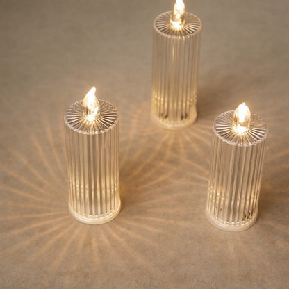 Radiant Ribbed Crystal LED Pillar Candle