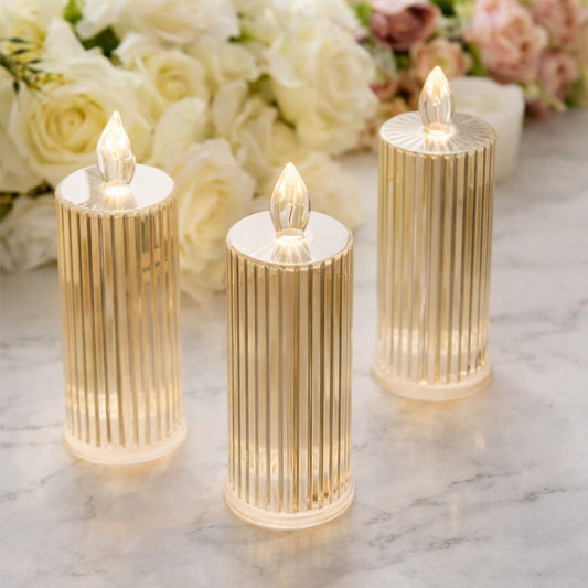 Radiant Ribbed Crystal LED Pillar Candle