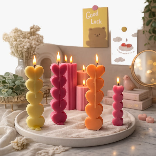 Dil-se-Dil Heart Stack Pillar Candles