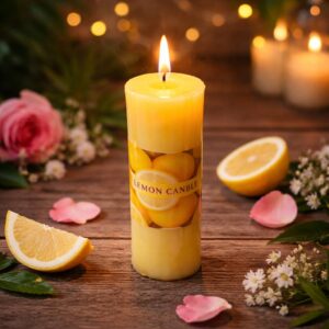 Zesty Lemon Bliss – Premium Handcrafted Scented Pillar Candle