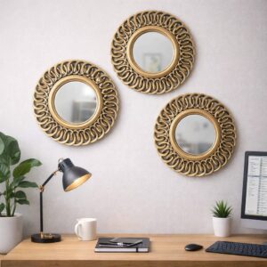 Noor-e-Haram Ornate Sunburst Wall Mirror Set