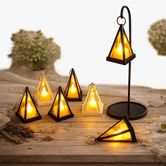 Vantage Geometric Pyramid LED Lantern & Royal Crystal Votive Set